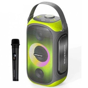 Колонка Bluetooth HOPESTAR Party 300 Портативна акустика з підсвічуванням та мікрофоном у комплекті Сірий + Жовтий MB/02229-1 фото