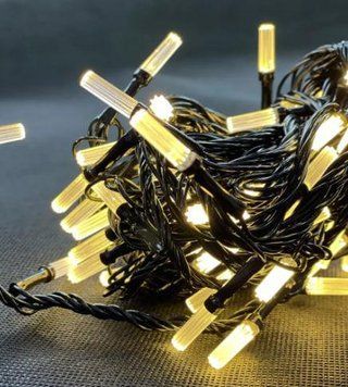 Новорічна гірлянда гексагенової восьмигранної форми на 100LED із чорним проводом Теплий білий 8318/EW фото