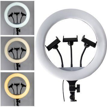 Кільцева LED лампа 36см з 3 кріпленнями для телефону CXB 360 Світлодіодна лампа 3 режимами підсвічування TV36CM/VEN фото