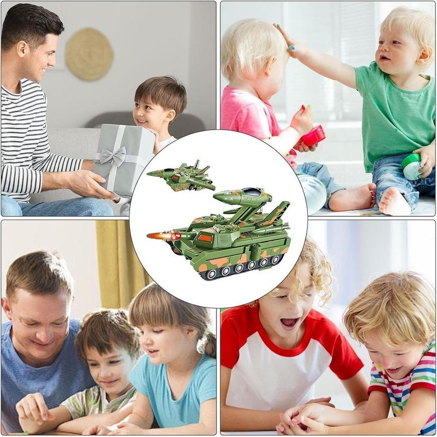 Детский игрушечный танк-трансформер Танк-Самолет 2в1 TANK Box Brown Танк с звуковыми и световыми эффектами 9157/GR фото
