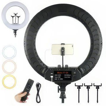 Кільцева селфі лампа Soft Ring LED з трьома тримачами для смартфона 36 см RL-14 14642/MG фото