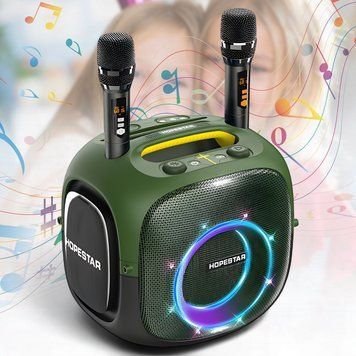Портативна Bluetooth-колонка&nbsp;з двома мікрофонами та&nbsp;RGB-підсвічуванням&nbsp;Hopestar UT Party One ULTIMATE Зелений 02679-4-Зел/MB фото