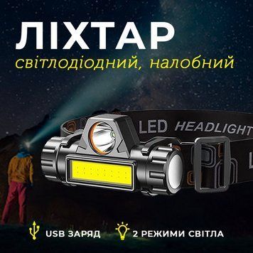 Налобный фонарь с магнитом USB Bailong RJ-8101 XPE+COB аккумуляторный RJ-8101RК/GR фото