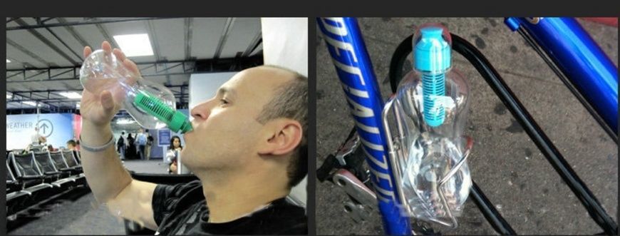 Пластикова пляшка для води з фільтром та карабіном 550 мл Bottle Спортивна пляшка для води 2355/AND фото