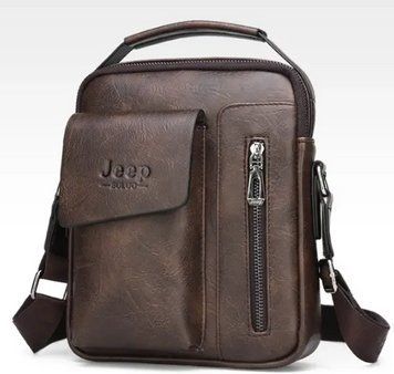 Чоловіча сумка барсетка через плече з ручкою Jeep Jeep brown/ASIB фото