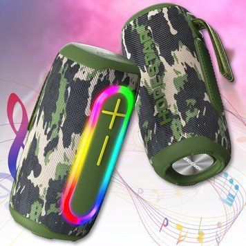 Портативна Bluetooth-колонка&nbsp;20W з RGB-підсвіткою&nbsp;та захистом IPX6&nbsp;Hopestar P60 Камуфляж 01726-3/MB фото