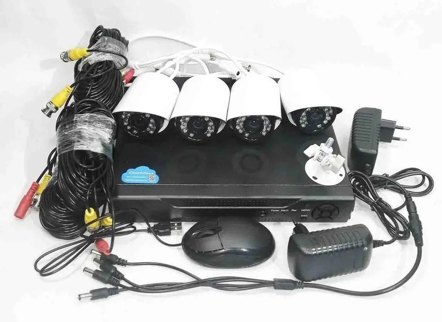 Набор уличных камер видеонаблюдения DVR KIT 7004 AHD 4ch Gibrid регистратор и камера для дома 7004/DT фото