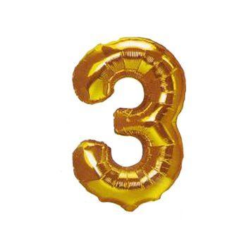 Фольгована фігурна кулька у формі цифри №3 висота 40 см золото/срібло в упаковці 1 шт 97866/KL фото
