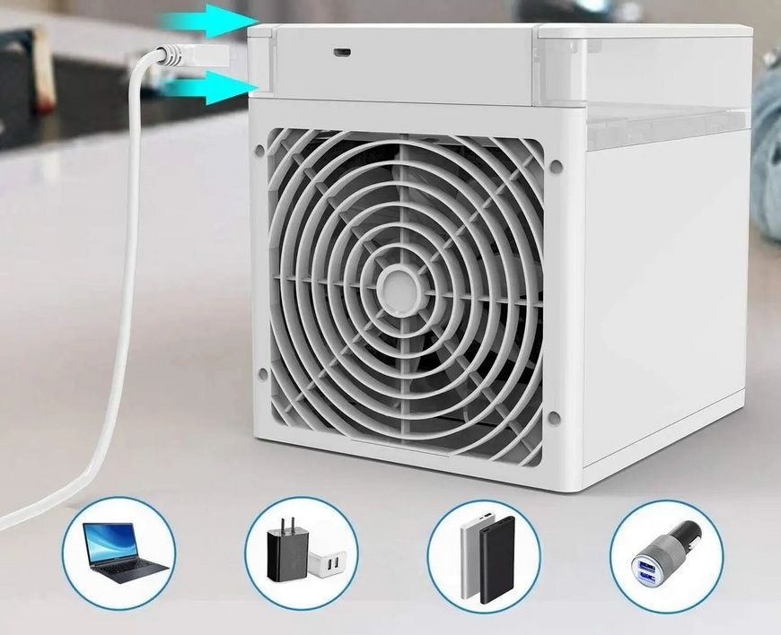 Портативный мини-кондиционер настольный с LED подсветкой NexFan 7LED Вентилятор с увлажнителем воздуха VEN215/VEN фото