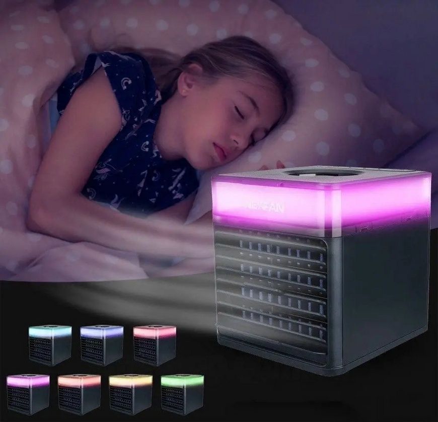 Портативный мини-кондиционер настольный с LED подсветкой NexFan 7LED Вентилятор с увлажнителем воздуха VEN215/VEN фото
