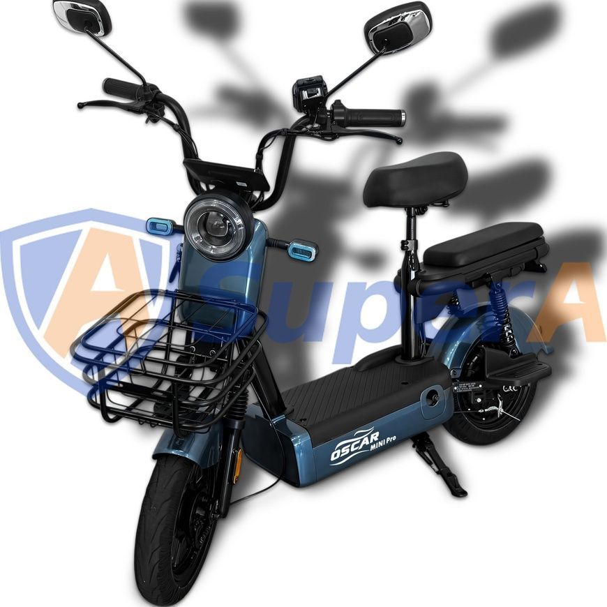 Электровелосипед 450W на колесах 10" с запасом хода 40км Oscar Mini PRO Синий Oscar Mini PRO С фото