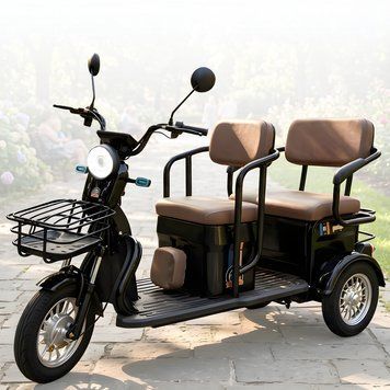 Електротрайк TRIVARO MAX 1000W з багажником, пасажирськими сидіннями та амортизацією Чорний 0269/МК фото