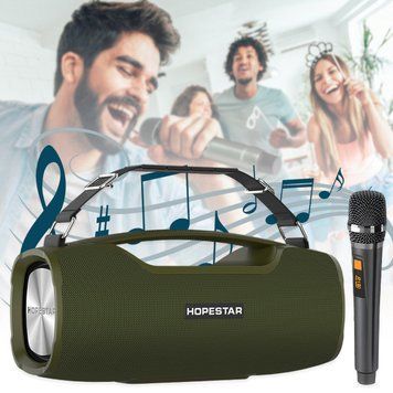 Портативна Bluetooth-колонка з мікрофоном і вологозахистом Hopestar A6 Pro Зелений 00479-1-Зел/MB фото