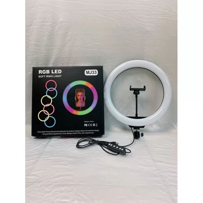 Кільцева світлодіодна міні RGB лампа MJ33 1 кріплення для телефону з пультом 33 см 14638/MG фото