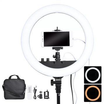 Кільцева LED лампа RL-18 II 45см 55Вт USB WiFi Bluetooth кріплення для телефону та фотоапарата пульт сумка 14929/MG фото