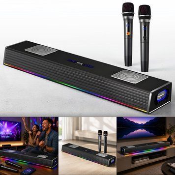 Саундбар із двома бездротовими мікрофонами та RGB-підсвічуванням SOGOVGZ-G69 0482/МК фото