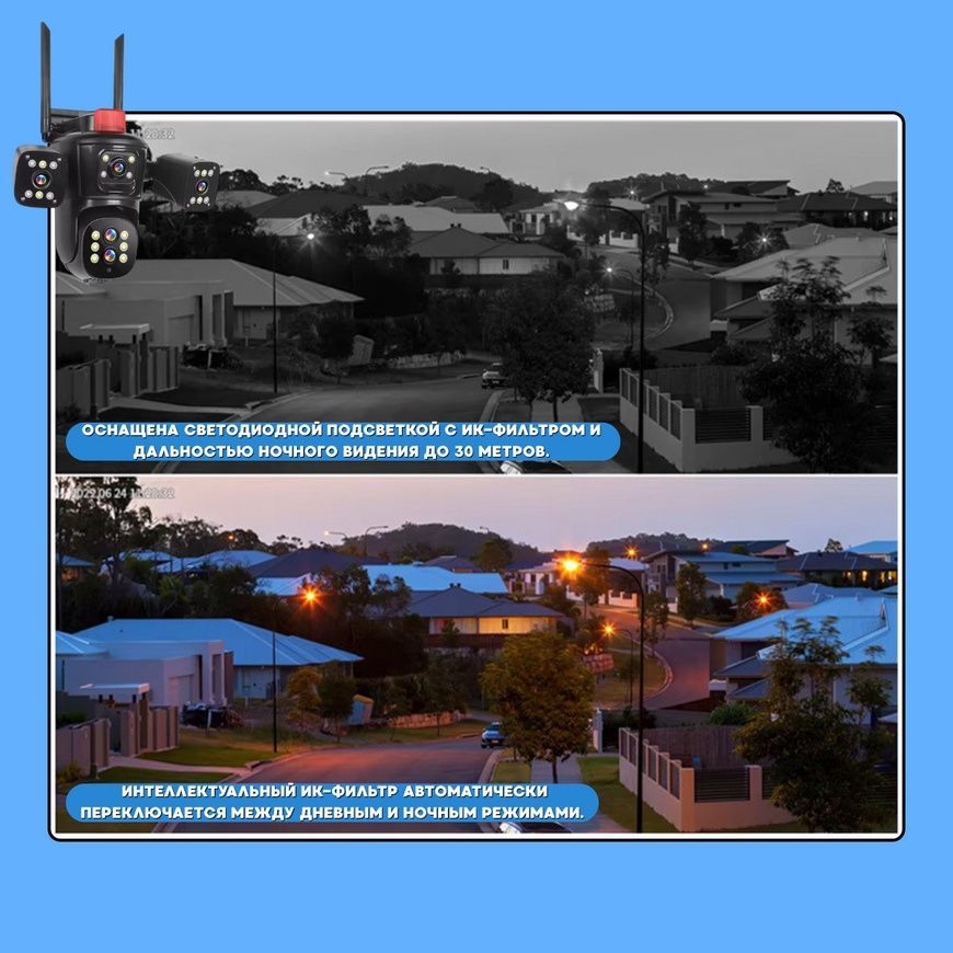 Уличная поворотная WiFi камера 12MP с обзором 360&deg; и 3 объективами 8377/DM фото