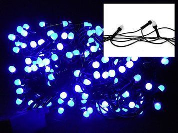 Гирлянда новогодняя круглая матовая 100LED на черном проводе LED100B-10 Синий 8336/EW фото