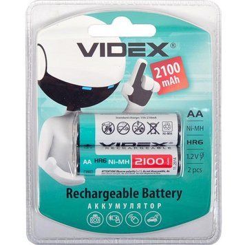 Аккумуляторы в виде батареек перезаряжаемые VIDEX АА 2100 V-291796 в упаковке 2 шт 85504/KL фото