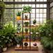 Багаторівнева стійка для квітів 147x24x56 см з дерев'яними полицями та металевим каркасом CVT-7 17319/MG фото 5