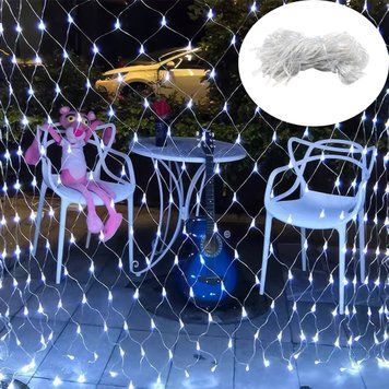 Новогодняя LED гирлянда-сетка с прозрачным проводом Net-Lights NET120W-1 Холодный белый Длинна 1.5 м 8810/MX фото