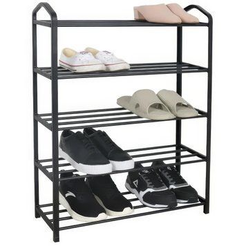 Підлогова металева полиця-стелаж для взуття Shoe Rack 85х62х20 см Органайзер для взуття 5-рівневий 9361/GR фото
