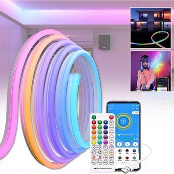 Світлодіодна стрічка 10 мз пультом та керуванням через додаток LED Neon RGB USB 9385/DM фото