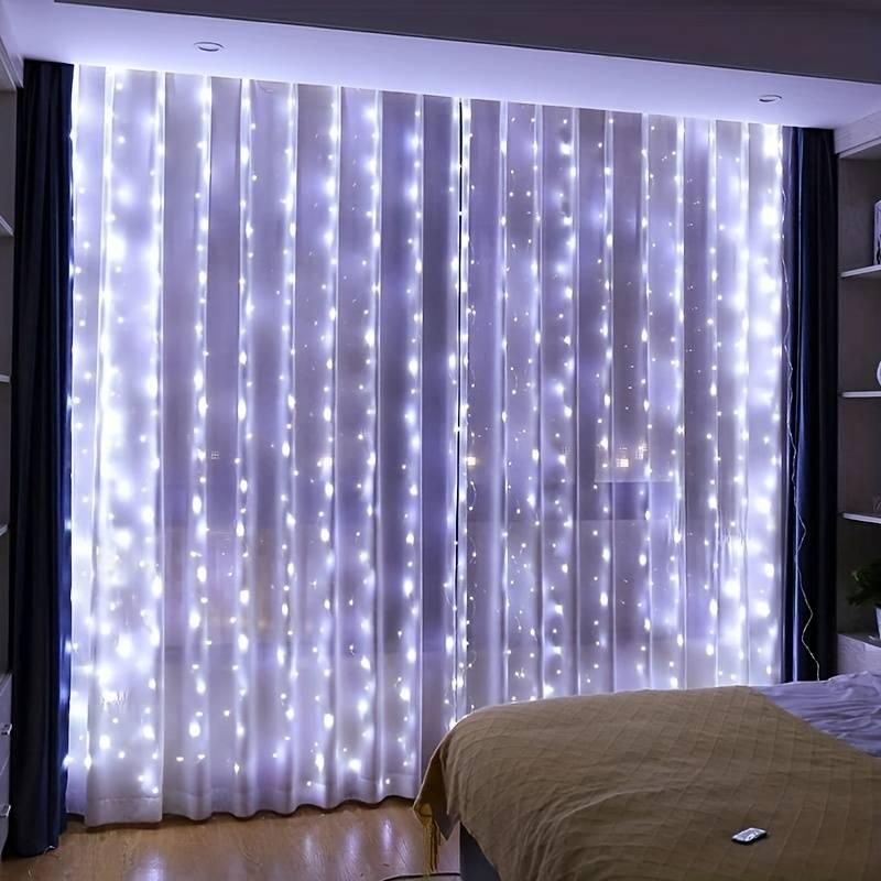 Новогодняя яркая USB гирлянда-штора на 160 LED 2х2 м и 8 нитей Белый 7550/GR фото