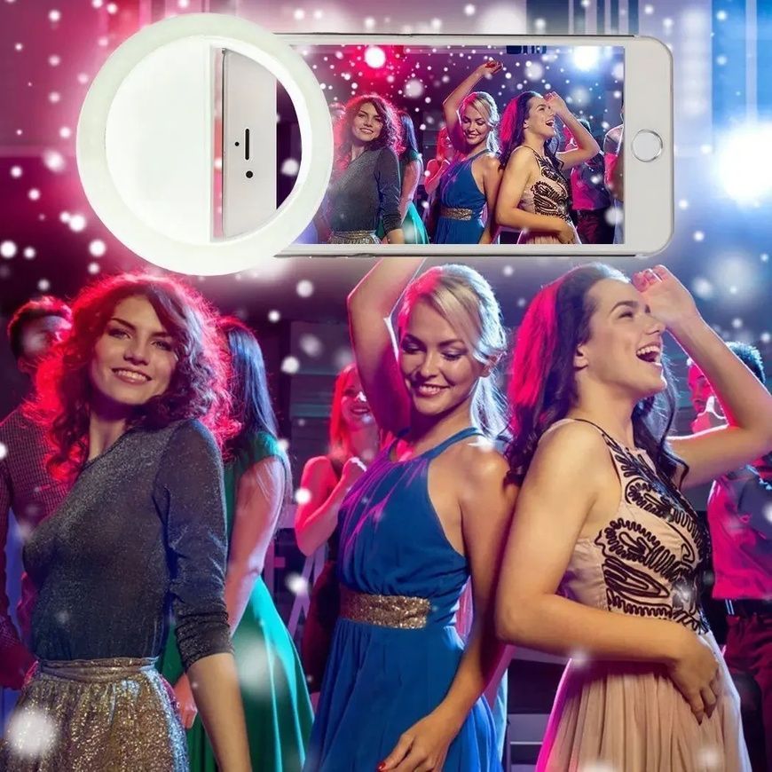 Світлодіодне селфі кільце з USB-зарядкою Selfie Ring Light Біле Мобільний портативний спалах AA7/DT фото